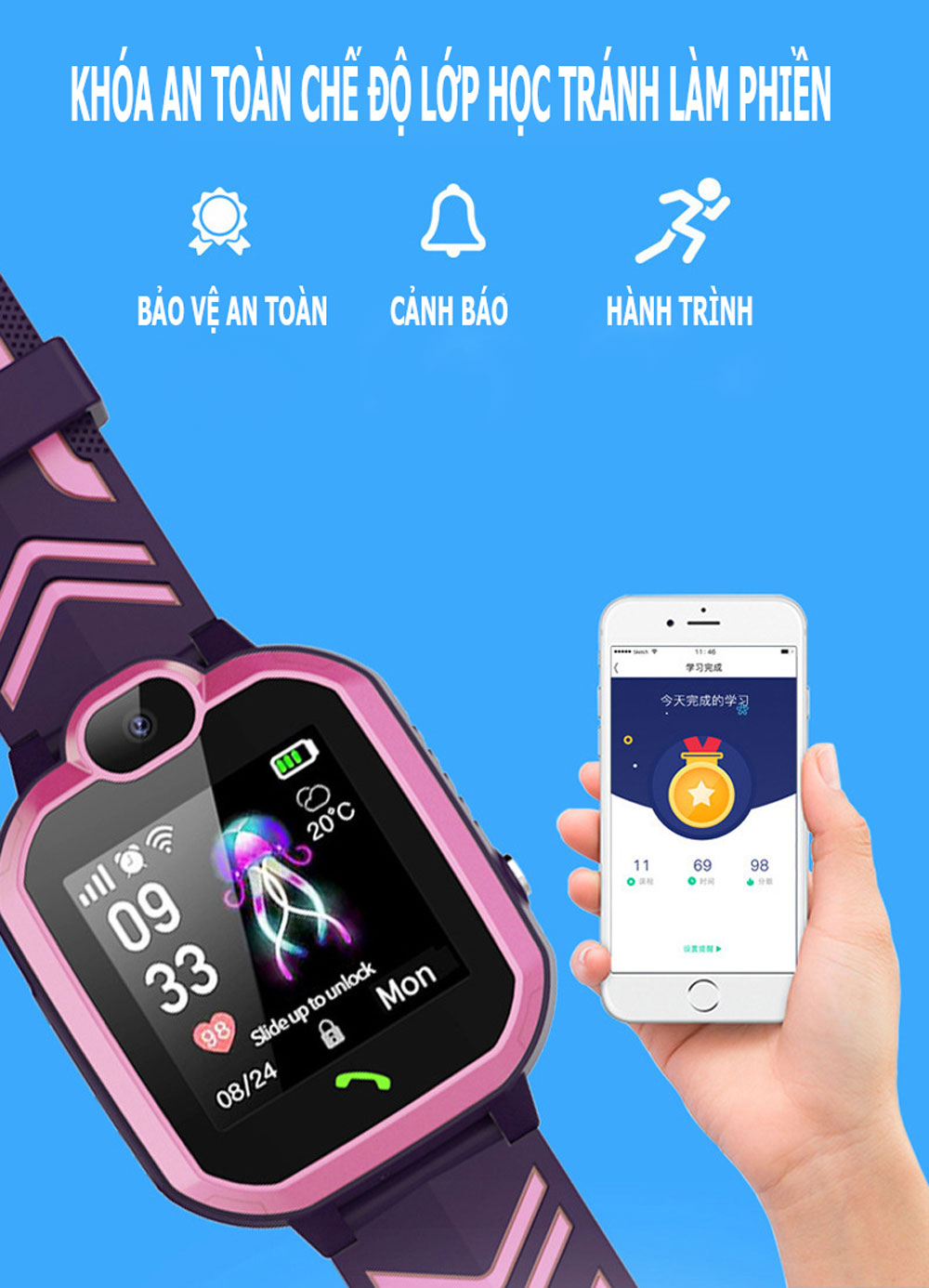 Đồng Hồ Định Vị Trẻ Em BBK02 Chống Nước IP67, Có Camera Chụp Ảnh Lén Từ Xa, Tặng SIM Viettel 4G Tốc Độ Cao.